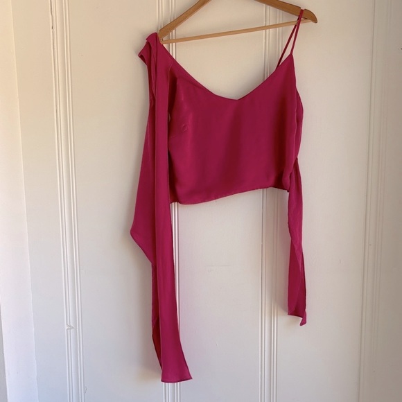 Lush Satin Magenta Wrap Camisole Top - Picture 2 of 7